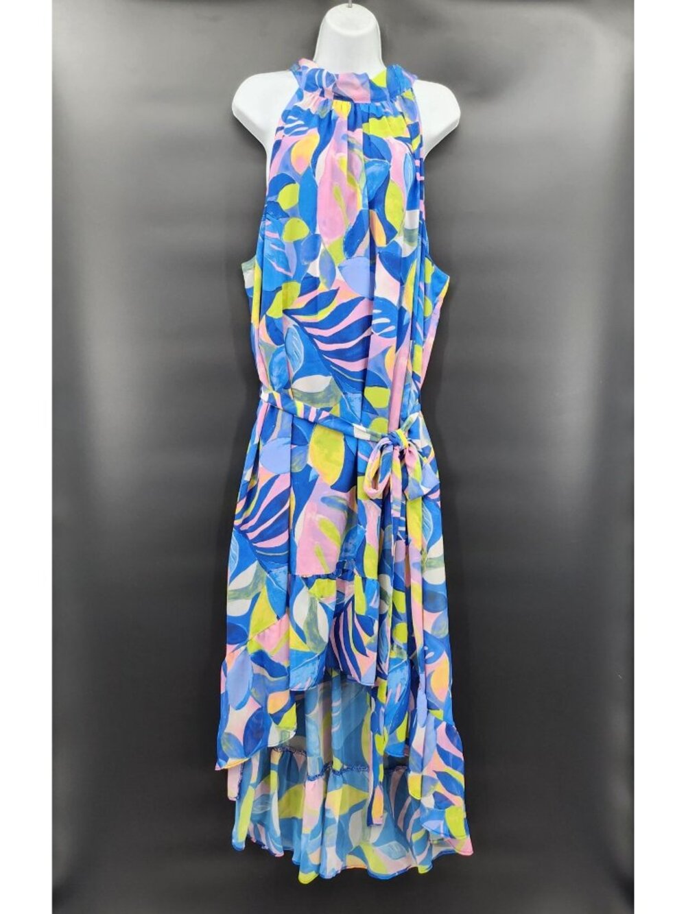 Eliza J Sleeveless High Low Dress 22W Floral Halter Flowy Wedding Event Party